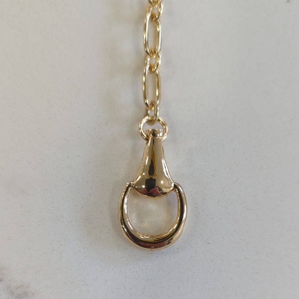 Ann Taylor Gold Link Lariat Necklace with Ring Drop - Picture 3 of 8